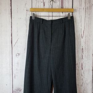 Zanella Dress Pants Womens Size 6 Pleat Front Pin Striped Cuffed Wool Black